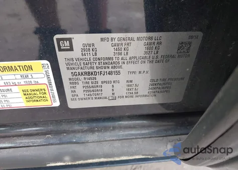 2015 Buick Enclave Leather from USA, damaged, VIN 5GAKRBKD1FJ148155